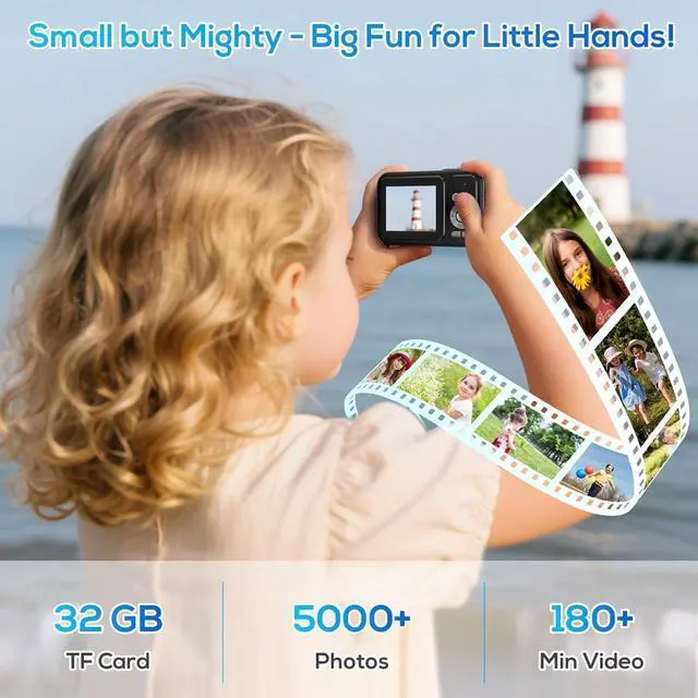 Alt view image 5 of 7 - Digital Camera for Kids, 48MP FHD 1080P Point and Shoot Digital Cameras with 16X Zoom Anti-Shake, Compact Portable Cameras for Photography, for Boys Girls Teens Beginners-Black