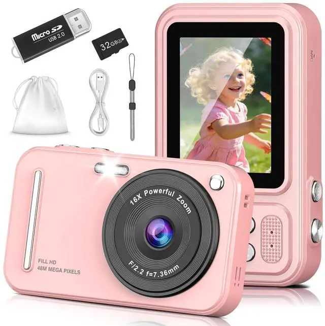 Main image of Digital Camera for Kids, 48MP FHD 1080P Point and Shoot Digital Cameras with 16X Zoom Anti-Shake, Compact Portable Cameras for Photography, Compact Camera for 6 7 8 9 10 Years Old- Toys for Toddler