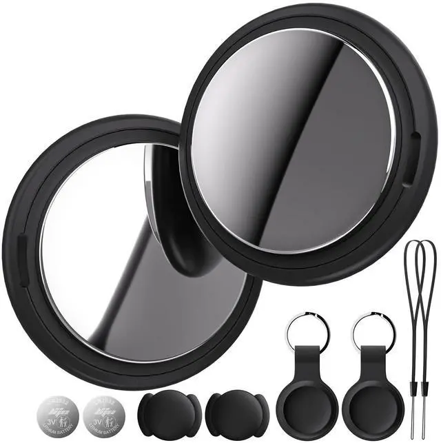 Main image of Air Tracker Tag Works with Apple Find My (iOS Only) Includes Replaceable Battery, Bluetooth Smart Item Locator Key Finder for Keys, Luggage, Wallet, Pet, Car, Bike (Black, 2-Pack)