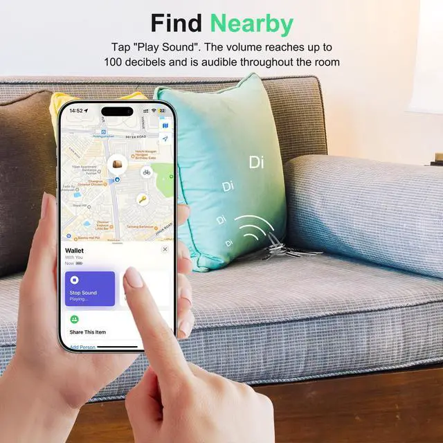 Alt view image 3 of 7 - Air Tracker Tag Works with Apple Find My (iOS Only) Includes Replaceable Battery, Bluetooth Smart Item Locator Key Finder for Keys, Luggage, Wallet, Pet, Car, Bike (Black, 2-Pack)
