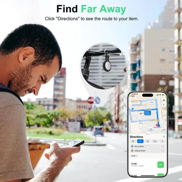 Alt view image 4 of 7 - Air Tracker Tag Works with Apple Find My (iOS Only) Includes Replaceable Battery, Bluetooth Smart Item Locator Key Finder for Keys, Luggage, Wallet, Pet, Car, Bike (Black, 2-Pack)