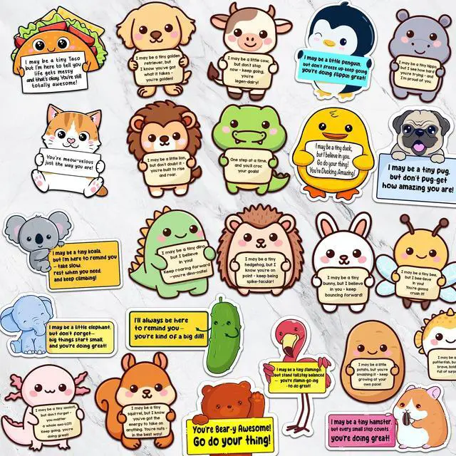 Alt view image 3 of 7 - 100PCS Emotional Support Animal Stickers by Affirmation Sticker Pack for Adults or Kids Cute Inspirational Buddies for Water Bottles, Laptops, Phones, Positive Quote Vinyl