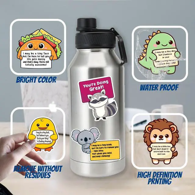 Alt view image 5 of 7 - 100PCS Emotional Support Animal Stickers by Affirmation Sticker Pack for Adults or Kids Cute Inspirational Buddies for Water Bottles, Laptops, Phones, Positive Quote Vinyl