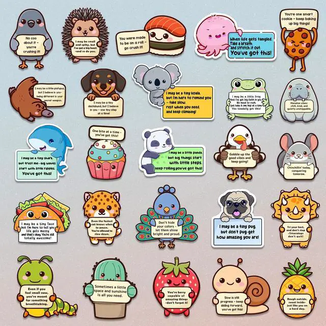 Alt view image 7 of 7 - 100PCS Emotional Support Animal Stickers by Affirmation Sticker Pack for Adults or Kids Cute Inspirational Buddies for Water Bottles, Laptops, Phones, Positive Quote Vinyl