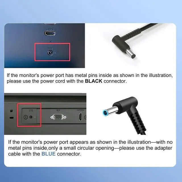 Alt view image 2 of 7 - for HP Monitor Power Cord 27" 25" 23.8" 23" 21.5" 20" 19V Power Supply for HP Monitor 22cwa 24m 23er 23es 27eb 32f vh240a 24ea 27 25vx ADPC1945 IPS LED Backlit Full HD Display