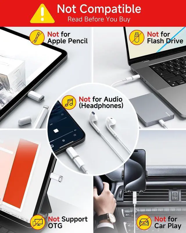 Alt view image 2 of 7 - 2 Pack Lightning to USB C Adapter for iPhone 17 Air 16 16e 15 Pro Max Plus, iPad, Galaxy - NOT for Headphones/Microphone/OTG/iPencil, USB Type C to Lightning Adapter ONLY for Charging/Data Sync