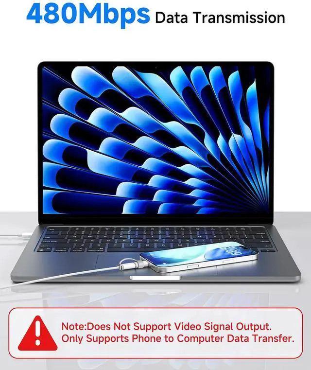 Alt view image 4 of 7 - 2 Pack Lightning to USB C Adapter for iPhone 17 Air 16 16e 15 Pro Max Plus, iPad, Galaxy - NOT for Headphones/Microphone/OTG/iPencil, USB Type C to Lightning Adapter ONLY for Charging/Data Sync