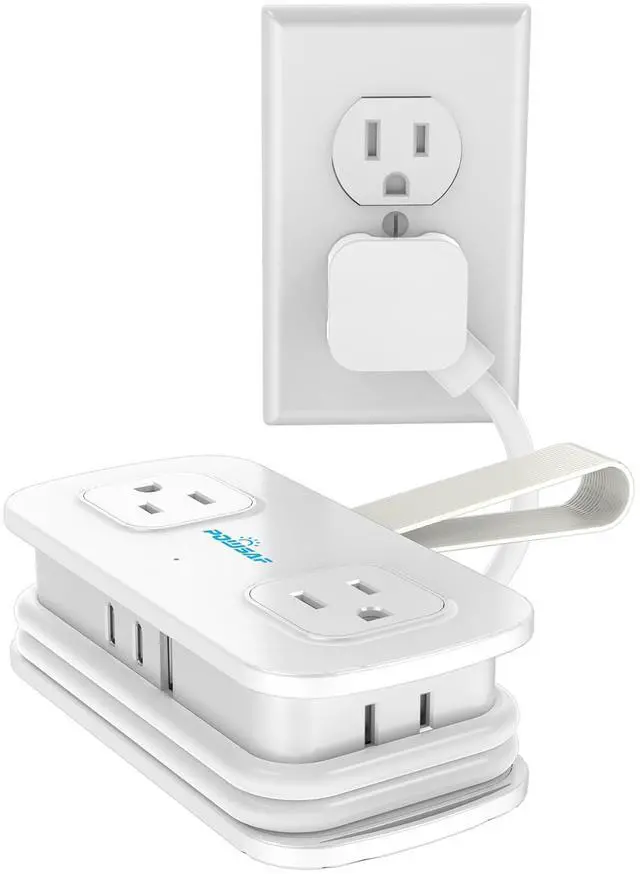 Main image of Cruise Essentials 4-Ft Travel Power Strip with 4 Outlets and 3 USB Ports (2 USB C), Non Surge Protector for Cruise Ship, Travel Essentials, Home Office, ETL Listed, White