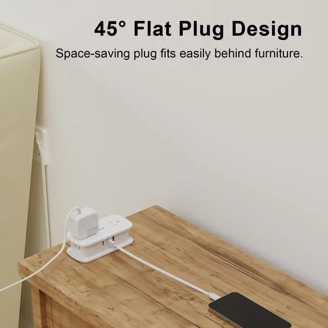 Alt view image 3 of 7 - Cruise Essentials 4-Ft Travel Power Strip with 4 Outlets and 3 USB Ports (2 USB C), Non Surge Protector for Cruise Ship, Travel Essentials, Home Office, ETL Listed, White
