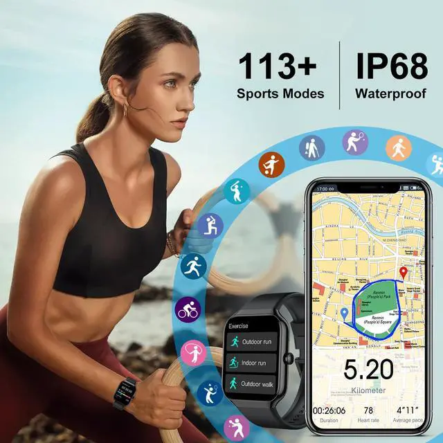 Alt view image 4 of 7 - Smart Watch for Men Women with Heart Rate/Sleep Monitor/Pedometer/Calories, 113+ Sports Fitness Watch Tracker