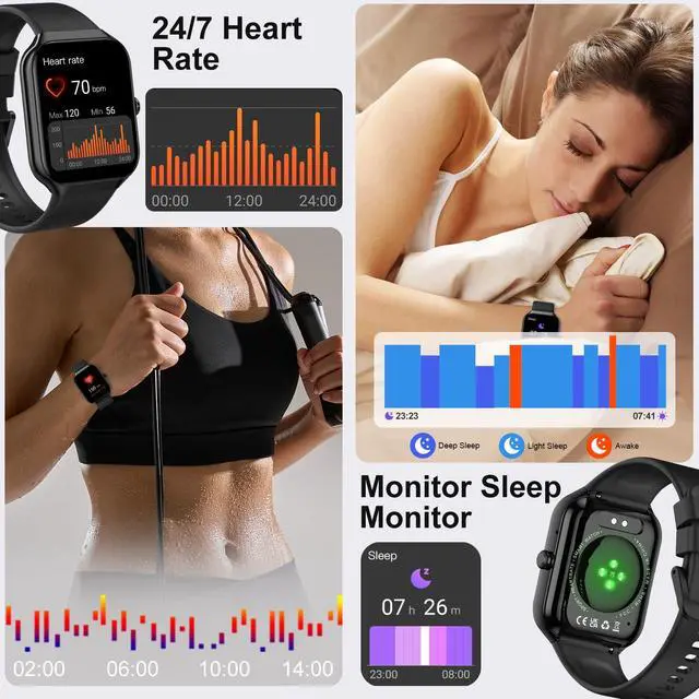 Alt view image 6 of 7 - Smart Watch for Men Women with Heart Rate/Sleep Monitor/Pedometer/Calories, 113+ Sports Fitness Watch Tracker