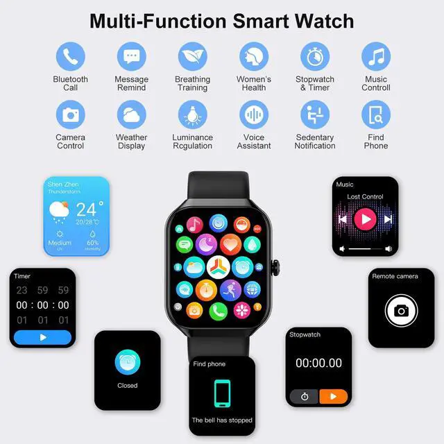 Alt view image 7 of 7 - Smart Watch for Men Women with Heart Rate/Sleep Monitor/Pedometer/Calories, 113+ Sports Fitness Watch Tracker