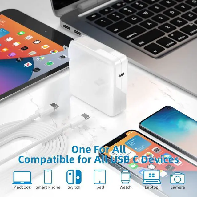 Alt view image 4 of 7 - Mac Book Pro Charger - 118W USB C Charger Fast Charger Compatible with MacBook Pro, MacBook Air, M1 M2 M3 M4 M5, iPad pro, Samsung Galaxy and All USB-C Devices, 6.6ft Cable