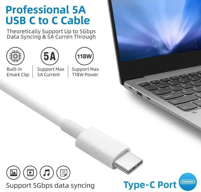 Alt view image 6 of 7 - Mac Book Pro Charger - 118W USB C Charger Fast Charger Compatible with MacBook Pro, MacBook Air, M1 M2 M3 M4 M5, iPad pro, Samsung Galaxy and All USB-C Devices, 6.6ft Cable