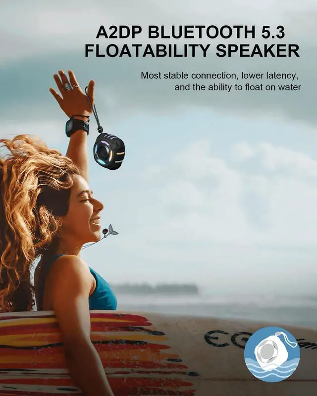 Alt view image 4 of 7 - Waterproof Speaker with Robust Bass, Shower Speaker with Dynamic Light, TWS Mode, Loud HD Sound, IP67 Waterproof, 2000mAh, Portable Wireless Speakers for Home, Outdoor/Kayak, Gift for Unisex