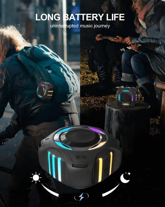 Alt view image 5 of 7 - Waterproof Speaker with Robust Bass, Shower Speaker with Dynamic Light, TWS Mode, Loud HD Sound, IP67 Waterproof, 2000mAh, Portable Wireless Speakers for Home, Outdoor/Kayak, Gift for Unisex