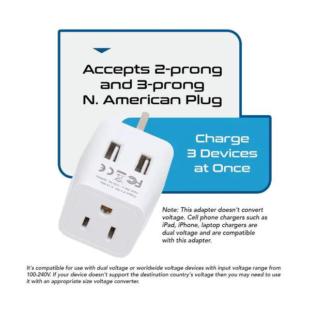 Alt view image 6 of 7 - UK adapters for Travel to London, Hong Kong, Ireland - Dual USB-A & USA Input - Type G Adapter Grounded - Ideal for Phone, Laptop, Cameras