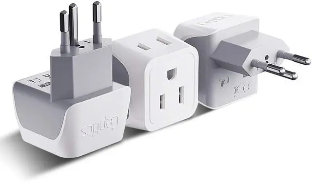 Main image of Switzerland Travel Adapter Plug with Dual USA Input - Power - Type J (3 Pack) - Ultra Compact - Safe Grounded Perfect for Cell Phones, Laptops, Camera Chargers and More (CT-11A)