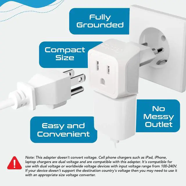 Alt view image 5 of 7 - Switzerland Travel Adapter Plug with Dual USA Input - Power - Type J (3 Pack) - Ultra Compact - Safe Grounded Perfect for Cell Phones, Laptops, Camera Chargers and More (CT-11A)