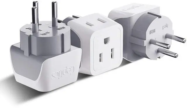 Main image of Israel Plug Adapter - 2 in 1 Type H Adapter, US to Jersusalem Plug Adapter - Israel, Palestine Travel Adapter Plug, - Dual USA Inputs, CE, RoHS - 3 Pack