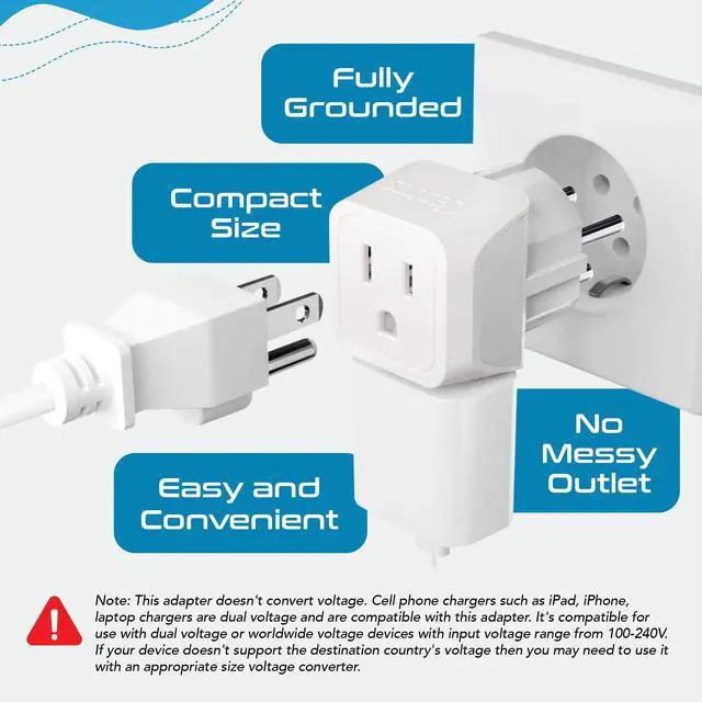 Alt view image 5 of 7 - Israel Plug Adapter - 2 in 1 Type H Adapter, US to Jersusalem Plug Adapter - Israel, Palestine Travel Adapter Plug, - Dual USA Inputs, CE, RoHS - 3 Pack