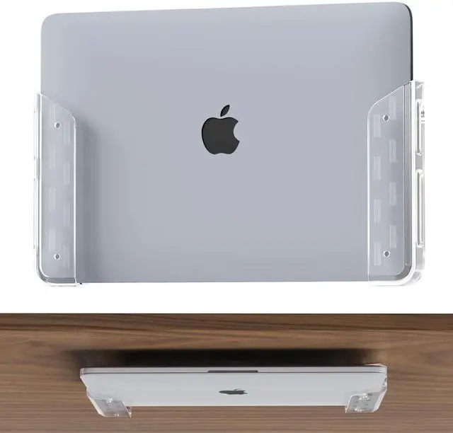 Main image of Clear Wall & Under Desk Laptop Mount HolderAdhesive & Screw in,1.02"/ 26 mm,Anti-Scratch Pads,Universal for MacBooks,Surface,Keyboards,Tablets,Switch &More