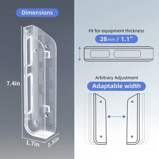 Alt view image 6 of 7 - Clear Wall & Under Desk Laptop Mount HolderAdhesive & Screw in,1.02"/ 26 mm,Anti-Scratch Pads,Universal for MacBooks,Surface,Keyboards,Tablets,Switch &More