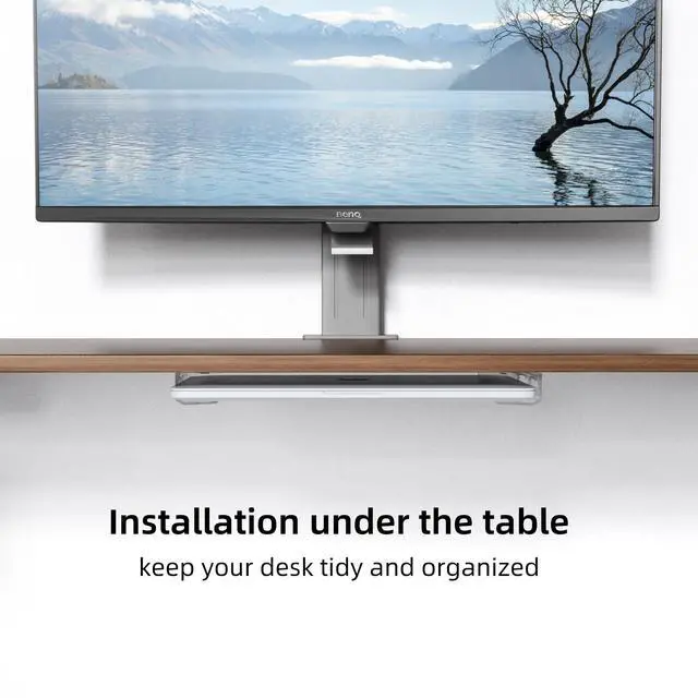 Alt view image 7 of 7 - Clear Wall & Under Desk Laptop Mount HolderAdhesive & Screw in,1.02"/ 26 mm,Anti-Scratch Pads,Universal for MacBooks,Surface,Keyboards,Tablets,Switch &More