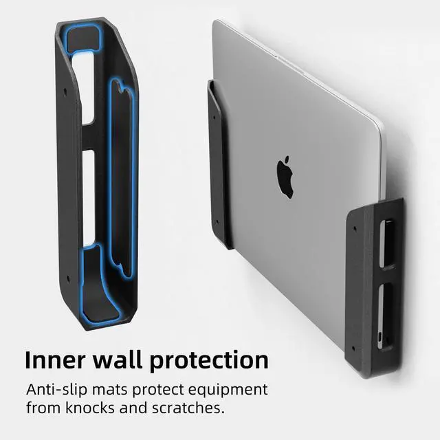 Alt view image 4 of 7 - Wall & Under Desk Laptop Mount Holder with Adhesive & Screws in,1.02"/ 26 mm Thick,Anti-Scratch Pads,Universal for MacBooks,Surface,Keyboards,Tablets,Switch &More