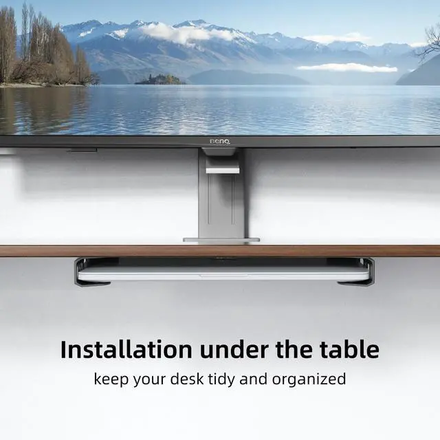 Alt view image 7 of 7 - Wall & Under Desk Laptop Mount Holder with Adhesive & Screws in,1.02"/ 26 mm Thick,Anti-Scratch Pads,Universal for MacBooks,Surface,Keyboards,Tablets,Switch &More
