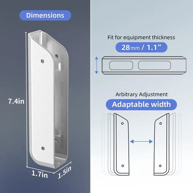 Alt view image 6 of 7 - Wall & Under Desk Laptop Mount HolderAdhesive & Screw in,1.02"/ 26 mm,Anti-Scratch Pads,Universal for MacBooks,Surface,Keyboards,Tablets,Switch &More,Matte Silver