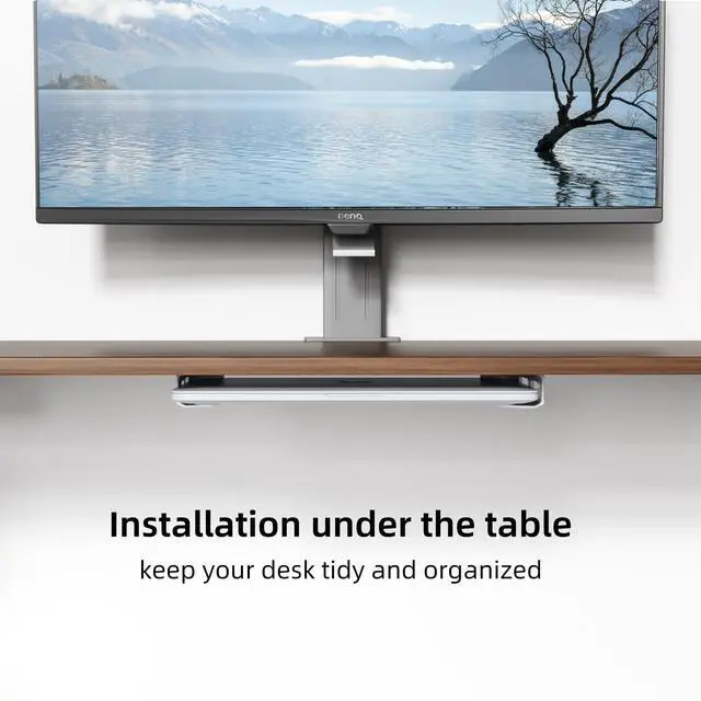 Alt view image 7 of 7 - Wall & Under Desk Laptop Mount HolderAdhesive & Screw in,1.02"/ 26 mm,Anti-Scratch Pads,Universal for MacBooks,Surface,Keyboards,Tablets,Switch &More,Matte Silver