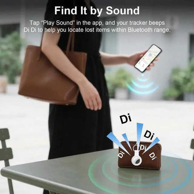 Alt view image 5 of 7 - 2 Packs Air Tracker Tags Compatible with Find My (iOS Only), Bluetooth Tracker, Smart Keys Finder and Item Locator with Waterproof Case for Wallet Luggage Backpack (Android Need Download App)