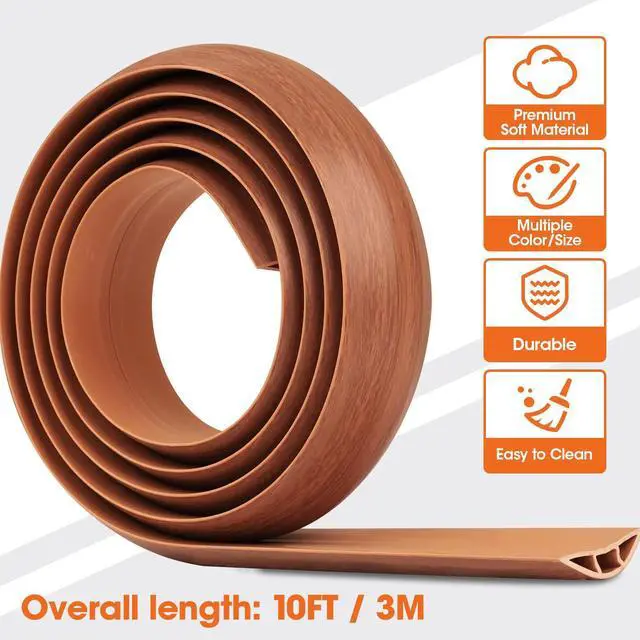 Alt view image 4 of 6 - 10 FT Floor Cord Cover, Cord Covers for Wires on Floor, Cord Protector, Floor Cable Cover, Hide Extension Cord Covers for Floor, Cable Cavity: 0.47" (W) x 0.29" (H) - Brown