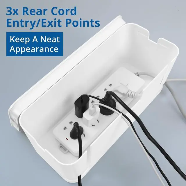 Alt view image 3 of 7 - Cable Management Box White, 2Pack Cord Organizer Box - Extra Large and Medium Size, Cord Hider Box to Conceal Power Strips on Desk or Floor, Made from Electrically Safe ABS Material