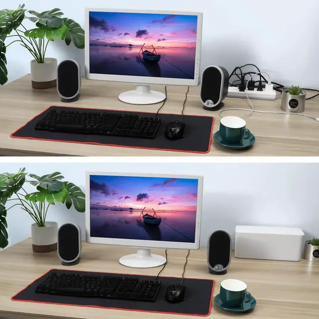 Alt view image 4 of 7 - Cable Management Box White, 2Pack Cord Organizer Box - Extra Large and Medium Size, Cord Hider Box to Conceal Power Strips on Desk or Floor, Made from Electrically Safe ABS Material