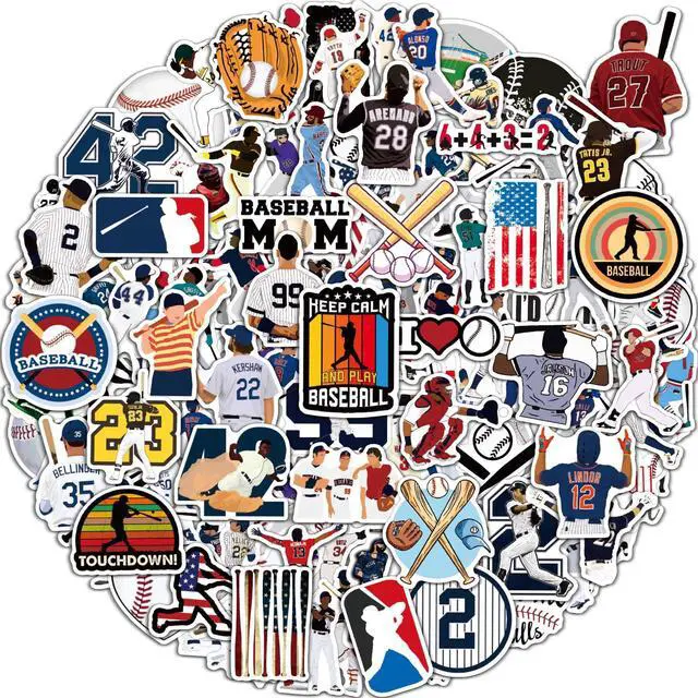 Main image of 100 Pcs Sport Stickers for Kids, Baseball Water Bottle Stickers, Vinyl Waterproof Laptop Sticker for Water Bottle, Bulk Sticker Packs for Boys Kids Classroom Prizes for Elementary Students