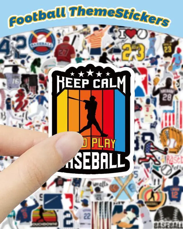 Alt view image 2 of 6 - 100 Pcs Sport Stickers for Kids, Baseball Water Bottle Stickers, Vinyl Waterproof Laptop Sticker for Water Bottle, Bulk Sticker Packs for Boys Kids Classroom Prizes for Elementary Students