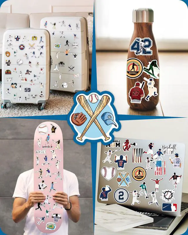 Alt view image 3 of 6 - 100 Pcs Sport Stickers for Kids, Baseball Water Bottle Stickers, Vinyl Waterproof Laptop Sticker for Water Bottle, Bulk Sticker Packs for Boys Kids Classroom Prizes for Elementary Students