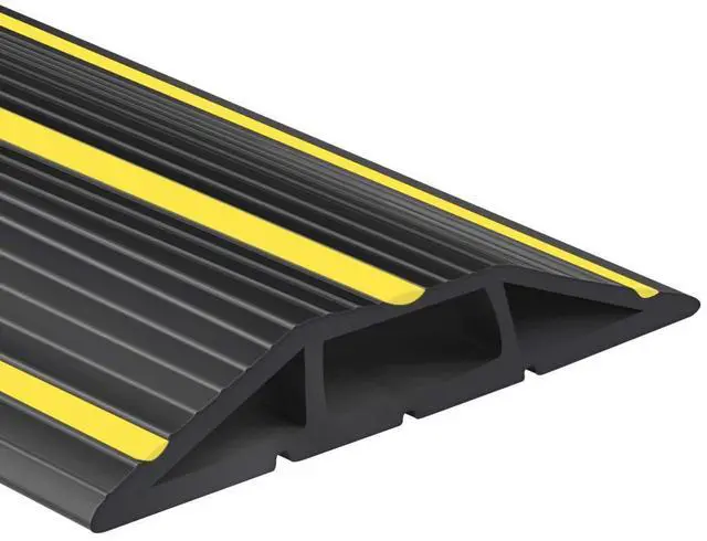 Main image of 6.5Ft Cord Covers for Wires on Floor, 3-Channel Floor Cord Cover with Anti-Slip Base & Yellow Warning Strips, Extension Cord Covers for Floor, Ideal for Home, Office, Outdoor Use