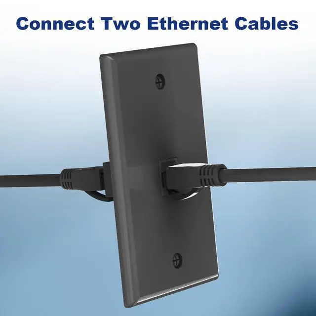 Alt view image 3 of 7 - UL Listed Ethernet Wall Plate, CAT6 Wall Plate and Jack, RJ45 Keystone Inline Coupler with Keystone Ethernet Outlet, Black 2-Pack