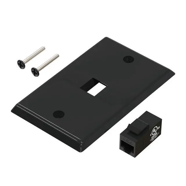 Alt view image 7 of 7 - UL Listed Ethernet Wall Plate, CAT6 Wall Plate and Jack, RJ45 Keystone Inline Coupler with Keystone Ethernet Outlet, Black 2-Pack