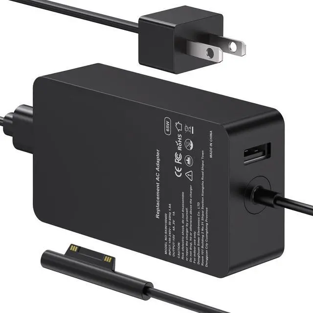 Main image of 65W Surface Pro Charger Compatible with Microsoft Surface Pro 11 10 9 8 7+ 7 6 5 4 3 X,Surface Laptop 7 6 5 4 3 2 1, Go 3 2 1,Book 3 2 1,65W Power Adapter with USB Port,Support 44W 36W