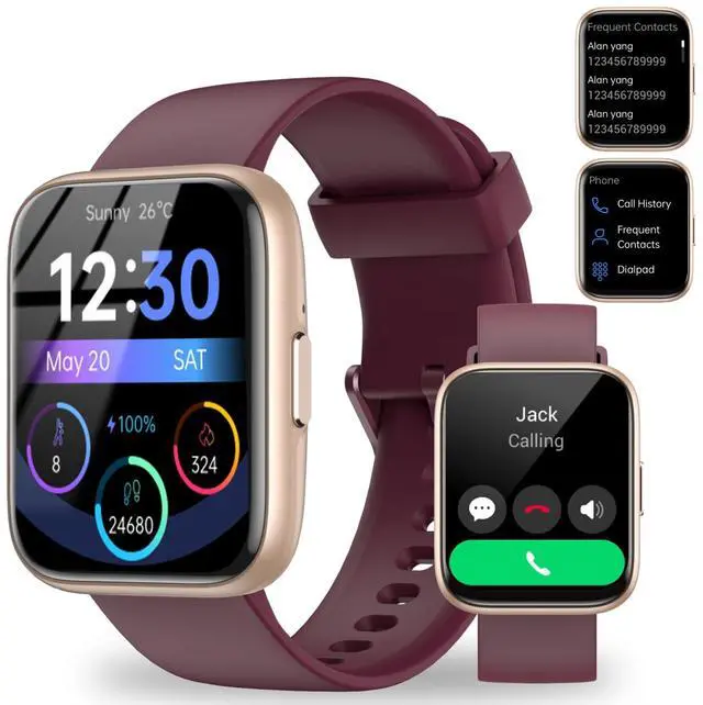 Main image of Smart Watch for Men Women - Answer/Make Calls/Quick Reply/AI Voice Assistant, 1.83" for Android iPhone Samsung Compatible IP68 Smartwatch Fitness Tracker Blood (Rose Gold+Wine Red, 1.9")