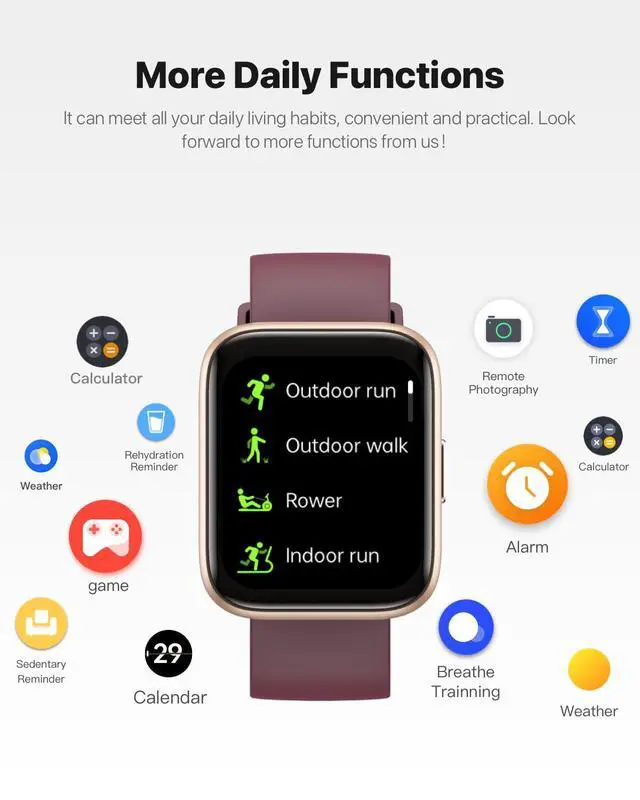 Alt view image 4 of 7 - Smart Watch for Men Women - Answer/Make Calls/Quick Reply/AI Voice Assistant, 1.83" for Android iPhone Samsung Compatible IP68 Smartwatch Fitness Tracker Blood (Rose Gold+Wine Red, 1.9")