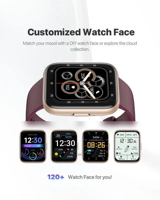 Alt view image 5 of 7 - Smart Watch for Men Women - Answer/Make Calls/Quick Reply/AI Voice Assistant, 1.83" for Android iPhone Samsung Compatible IP68 Smartwatch Fitness Tracker Blood (Rose Gold+Wine Red, 1.9")