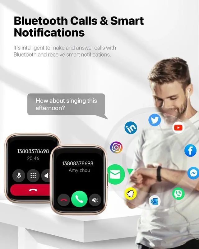 Alt view image 6 of 7 - Smart Watch for Men Women - Answer/Make Calls/Quick Reply/AI Voice Assistant, 1.83" for Android iPhone Samsung Compatible IP68 Smartwatch Fitness Tracker Blood (Rose Gold+Wine Red, 1.9")