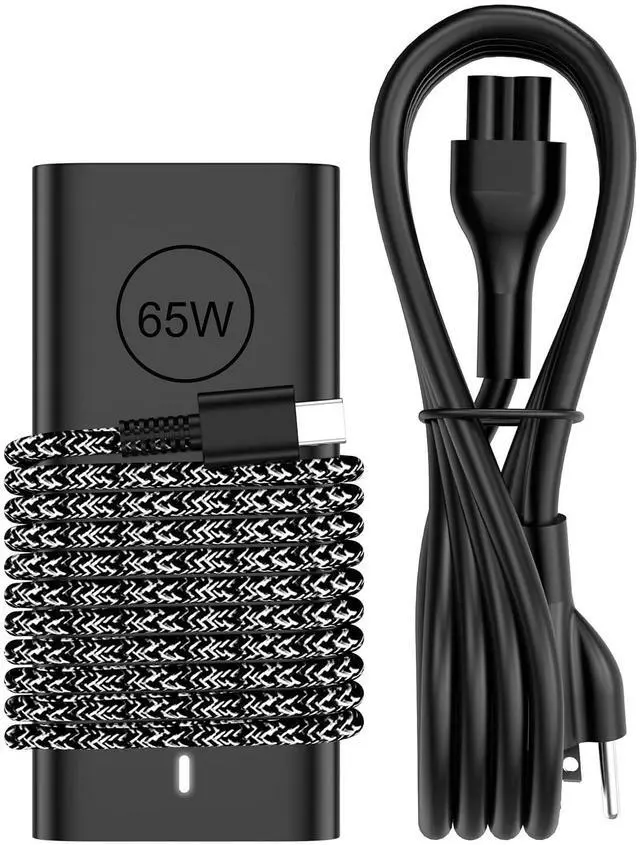 Main image of 65W Watt USB Type C AC Power Adapter Compatible with Dell Laptop Charger Latitude 3340 3440 3540 5340 5440 5540 7340 7440 7640 9440 2in1 XPS 12 13 and Chromebook 3100 with Braided Cable