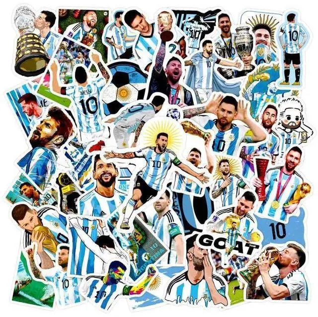Main image of 50PCS Soccer Player Messi Sticker for Fans, Vinyl Waterproof Laptop Water Bottle Stickers for Aldults Boys Girls Teens Cool Soccer Sport