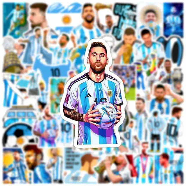Alt view image 2 of 7 - 50PCS Soccer Player Messi Sticker for Fans, Vinyl Waterproof Laptop Water Bottle Stickers for Aldults Boys Girls Teens Cool Soccer Sport